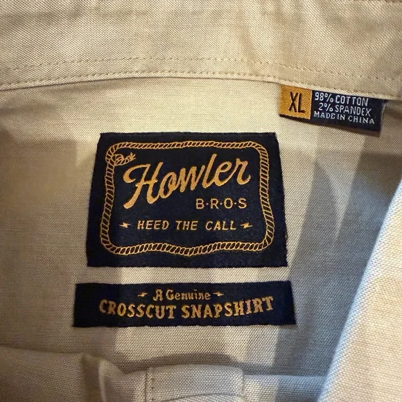Howler Bros Crosscut Deluxe Snap Shirt XL NWT El Sol Gold $119 Retail - Picture 3 of 3